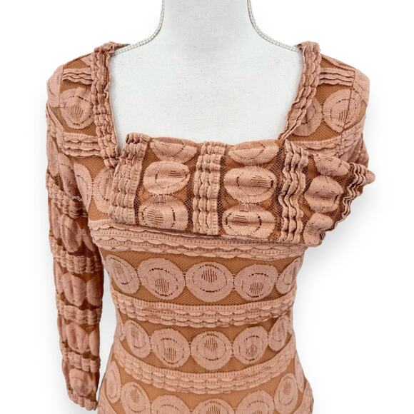 Sundance Women's Grace In Lace Midi Dress Small Orange Romantic Boho - Picture 3 of 14